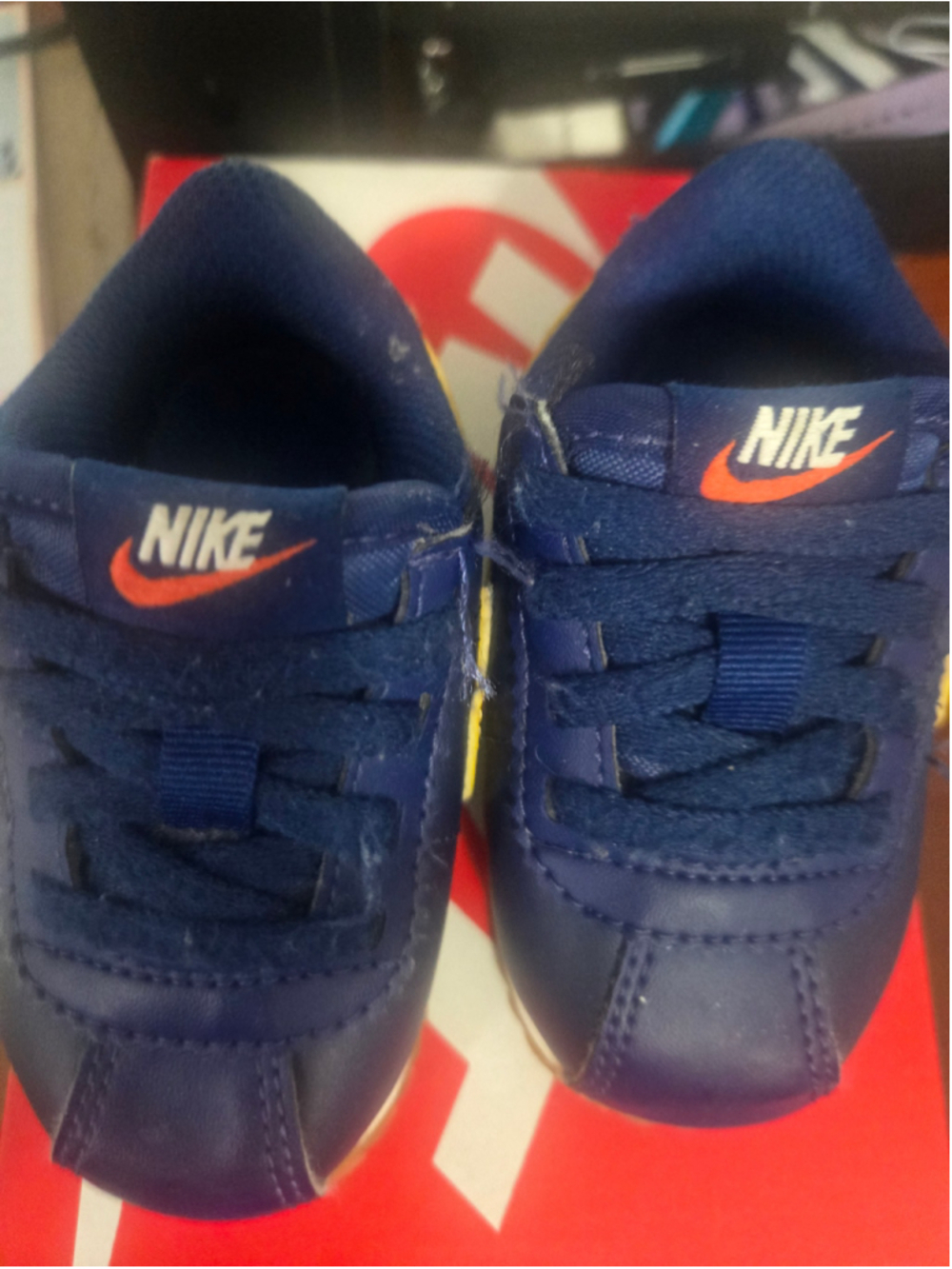 Nike Kids Cortez Easyon Sneakers Size 4C Blue and Orange